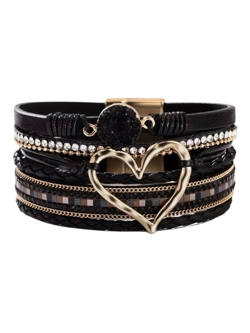 Black Boho Multi-Strand Bracelet NEW